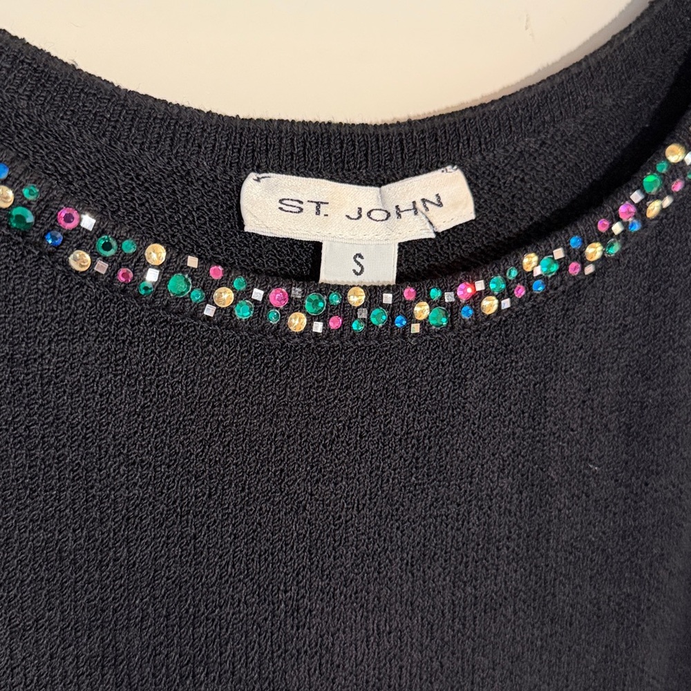 St. John Black Beaded Tank Top